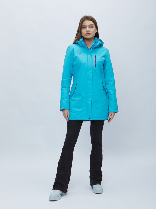 Women's blue hooded parka 551706S